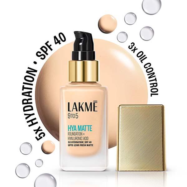 Netmeds | Lakme 9to5 Hya Matte Foundation + Hyaluronic Acid Warm Light 25 ml