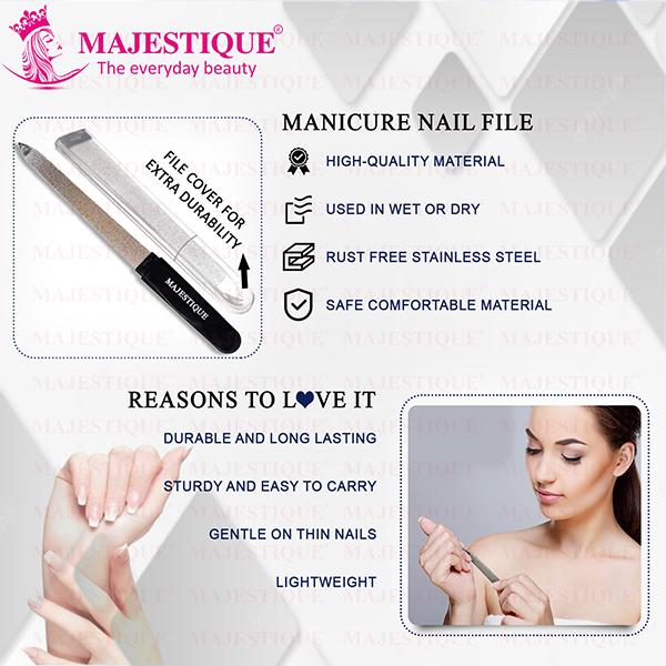 Majestique Nail Filer Elite Accessories, Twin Side Nail Files, Great For Travel Or Home Use - Multicolor 1's - Callus Shavers & Stones