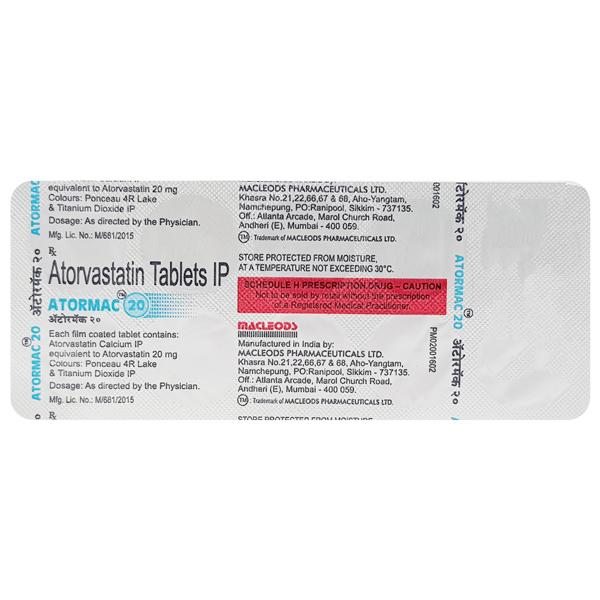 Atormac 20mg Tablet 10'S - High Cholesterol-Dys
