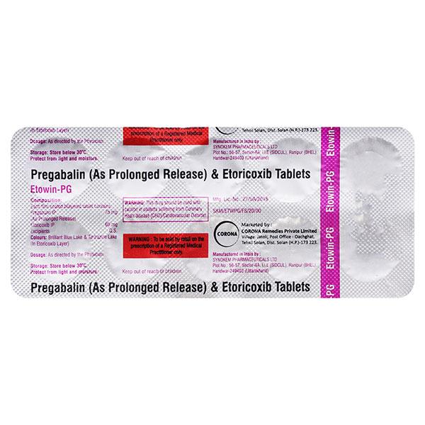 ETOWIN PG Tablet 10's - Neuropathic Pain-Dru