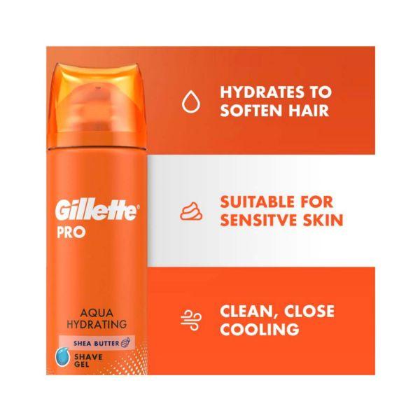 Gillette Pro Shavinggel Aqua Hydrating with Shea Butter- 195gm - Shaving Gels