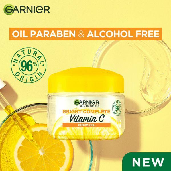 Garnier Bright Complete Vitamin C Serum Gel - Vitamin C + Lemon for Instant Brighter Skin 45gm - Under Eye Creams & Serums
