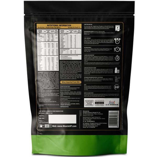 MuscleXP Mass Gainer - Double Chocolate (Pack of 2 x 1 kg) - Weight Gain