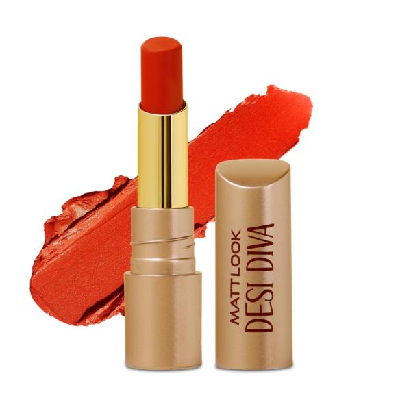 Netmeds | Matt Look Desi Diva HD Matte Lipstick With Hydrating Formula & Hyaluronic Acid, Red Hot-01 3.8 gm