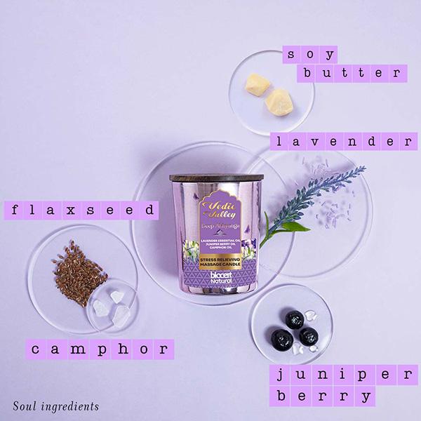 Vedic Valley Lavender Stress Relieving Body Massage Candle Certified Natural 200 gm - Others