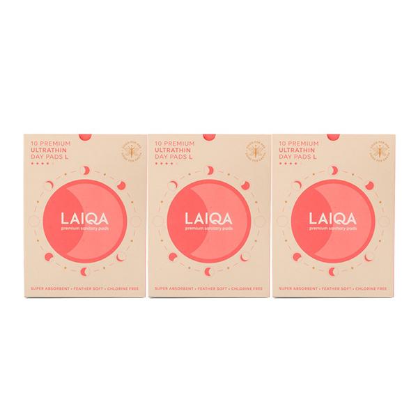 LAIQA Premium Ultrathin Day Pads L (Pack of 3 X10)