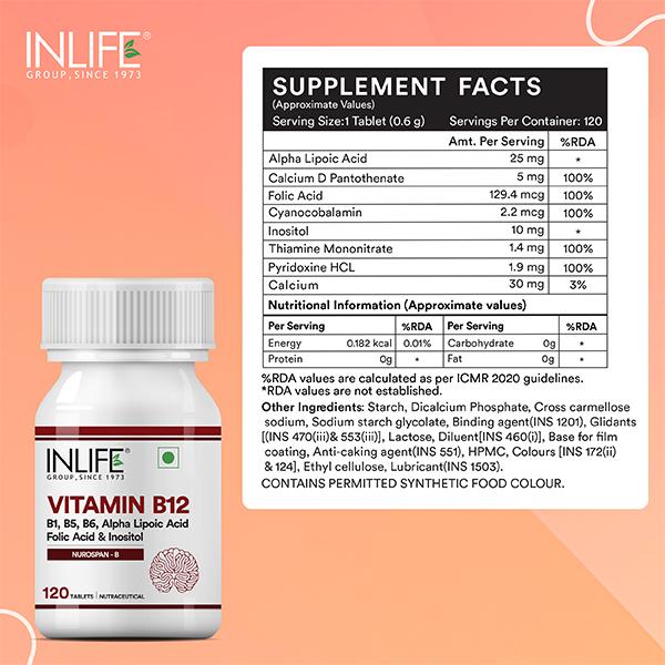 Inlife Vitamin B12 Nurospan-B Tablets 120's - Multi-Vitamins