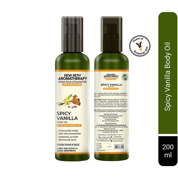 Keya Seth Aromatherapy Spicy Vanilla After Bath Body Oil Light, Non-Sticky and Quick Absorbing 200 ml - Massage Oils