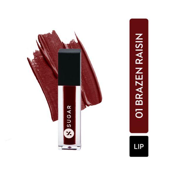 Sugar Cosmetics Smudge Me Not Liquid Mini Lipstick 01 Brazen Raisin 1.1 ml - Liquid Lipsticks