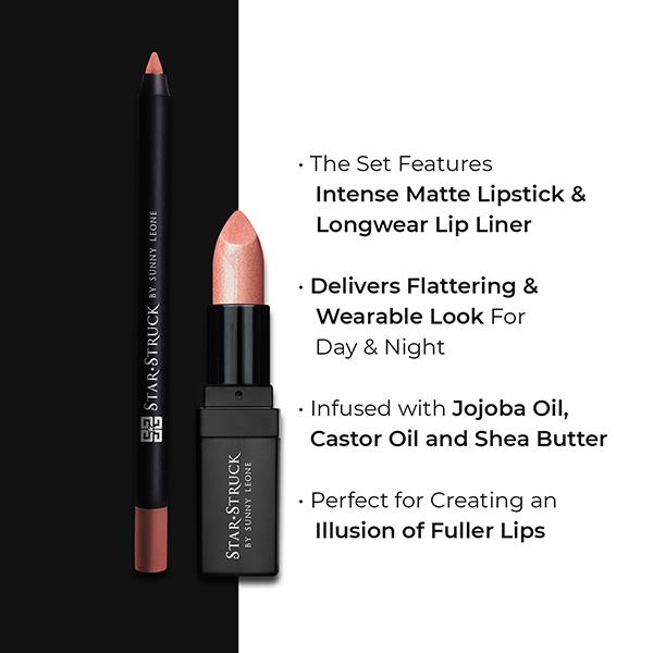 Star Struck by Sunny Leone Champagne Sparkle Lip Kit Lipstick and Lip Liner 2's - Lip Glosses