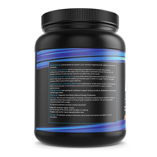 INLIFE BCAA Powder Orange Flavor 450 gm - Bcaa Supplements