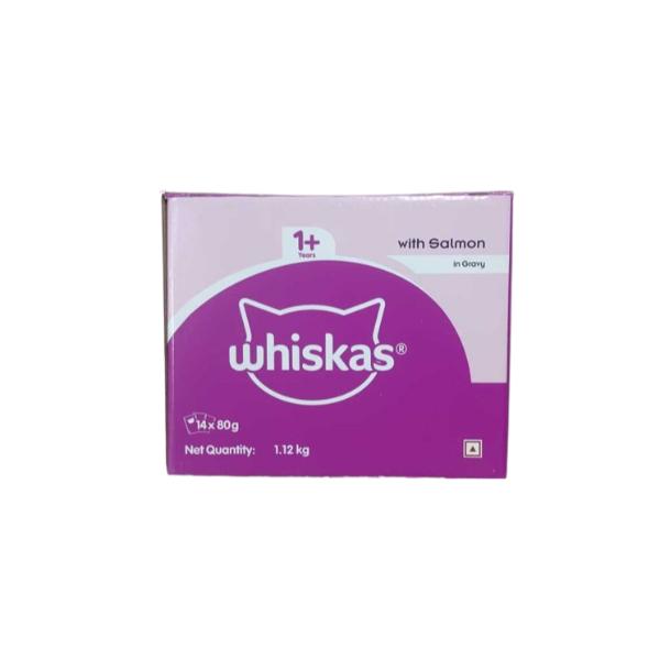 Netmeds | Whiskas Adult Salmon in Gravy (Pack Of 80 g x 14)