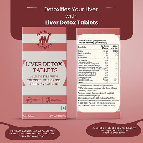 Aesthetic Nutrition Liver Detox Tablets - Detoxify And Support Liver Health 30 Tablets 1's - Multi-Vitamins