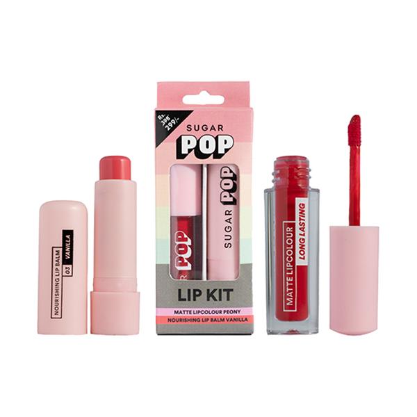 SUGAR POP Matte Lipcolour - 03 Peony + Nourishing Lip Balm - 03 Vanilla Lip Kit 10 gm