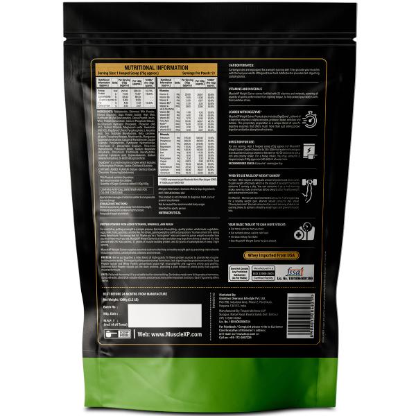 MuscleXP Weight Gainer Powder - Double Chocolate Flavour (Pack of 2 x 1 kg) - Weight Gain
