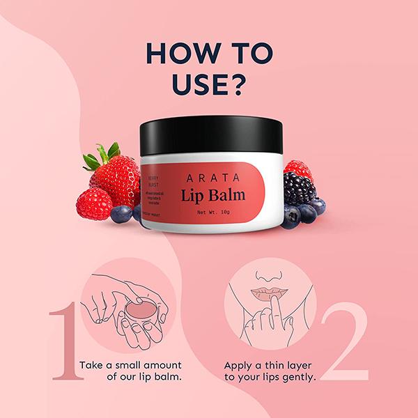 Arata Berry Burst Lip Balm For Dry, Chapped Lips Intensely Moisturizing Mango & Cocoa Butter 10 gm - Lip Balms