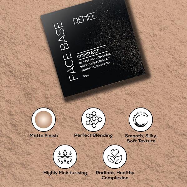 RENEE Face Base Compact - Almond Beige 9 gm - Compact Powder