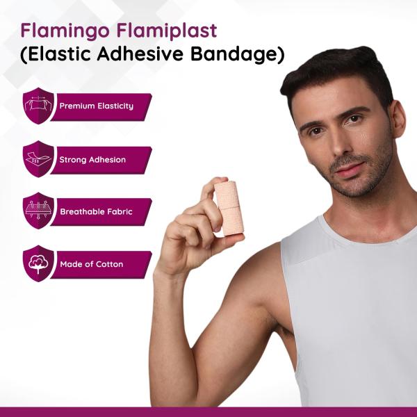 Flamingo Flamiplast Elastic Adhesive Bandage (OC - 2068) (10 cm x 1 mtr) - Bandages
