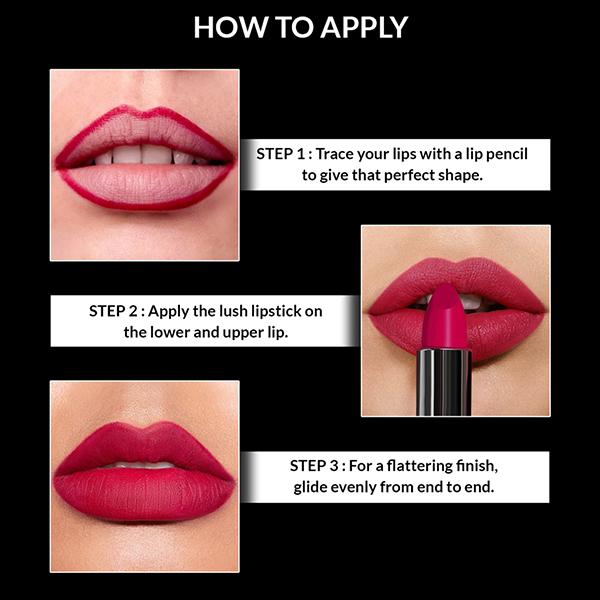 Star's Cosmetics Lush Lips Lipstick Light Weight, Long Lasting, Matte Finish (No.3 Studded Kiss) 4.2 gm - Lipsticks