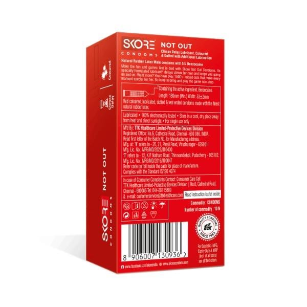 Skore Notout Climax Delay with 1500 Plus Raised Dots 10's - Plain/Flavoured Condoms