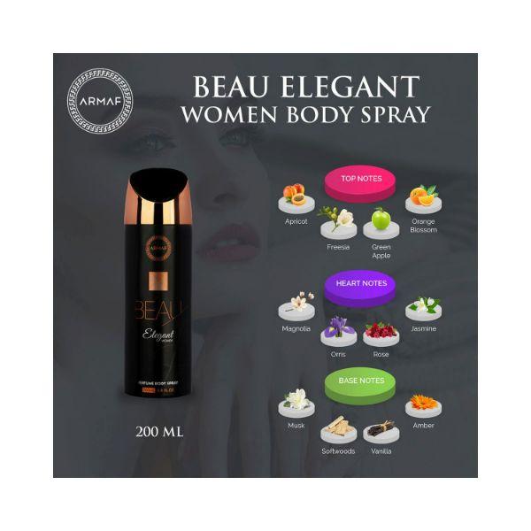 Armaf Beau Elegant Perfume Body Spray for Women 200 ml - Women Deodorants/Roll-Ons