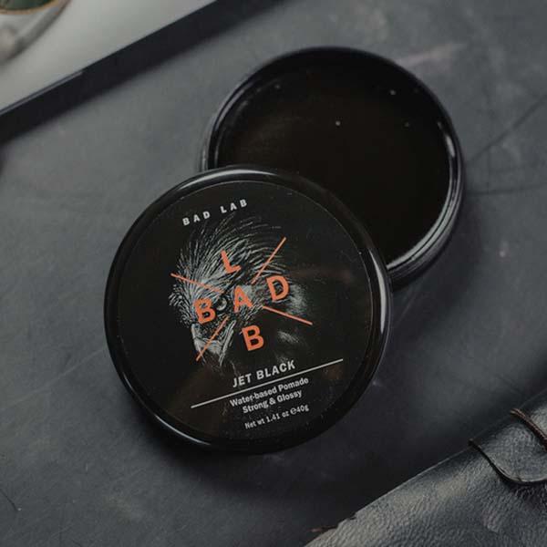 Bad Lab Jet Black Water-based Pomade, Strong & Glossy 80 gm - Pomades