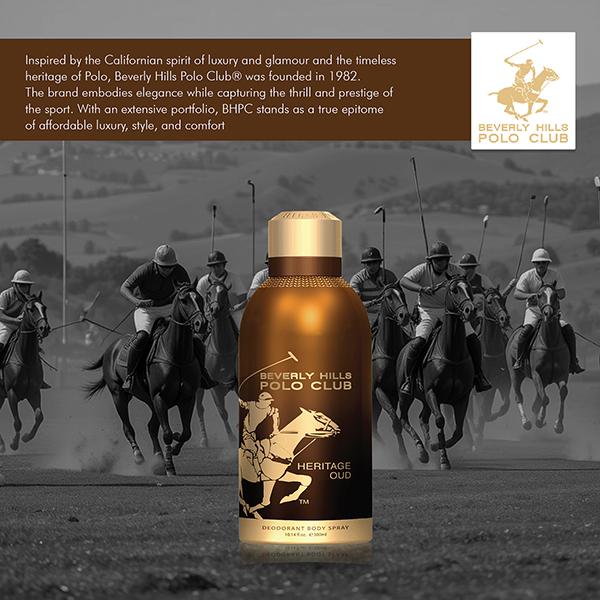 Beverly Hills Polo Club Prestige Parfum Body Spray - Heritage Oud 300 ml - Men Deodorants/Roll-Ons