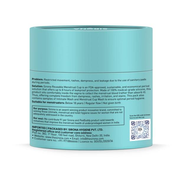 Sirona Reusable Menstrual Cup - Small with (Intimate Wash 15 ml + Menstrual Cup Wash 15 ml) - Menstrual Cups