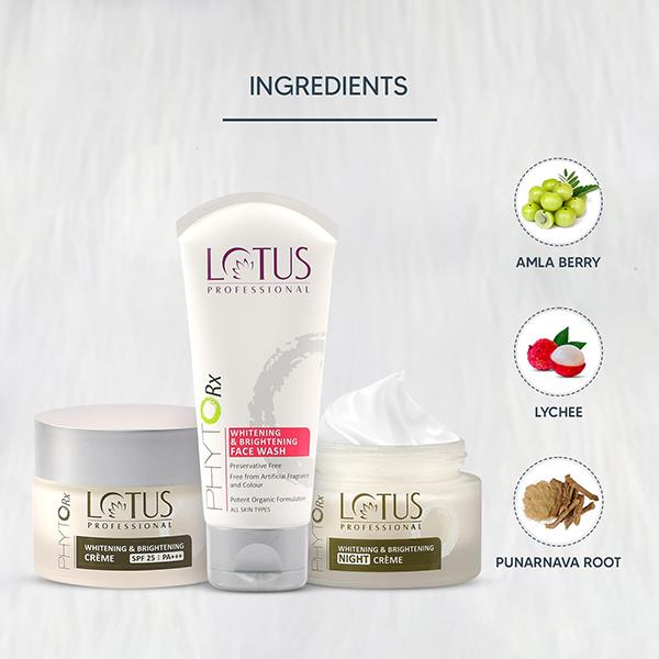 Lotus Professional Whitening & Brightening Skin Care Combo Day + Night Cream 50g Face Wash 80g 1's - Face Creams