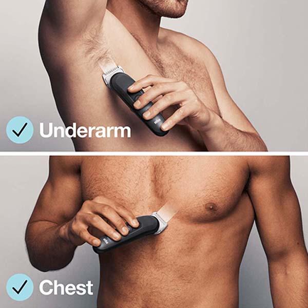 Braun Body Groomer 3 for Men from Gillette, BG3340, Manscaping Tool, SkinShield Technology Gray and Black 330 gm - Grooming Kits