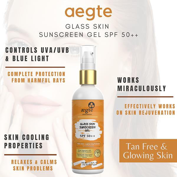 Aegte Glass Skin Broad Spectrum Sunscreen Gel SPF50++ 100 ml - Body Sunscreen