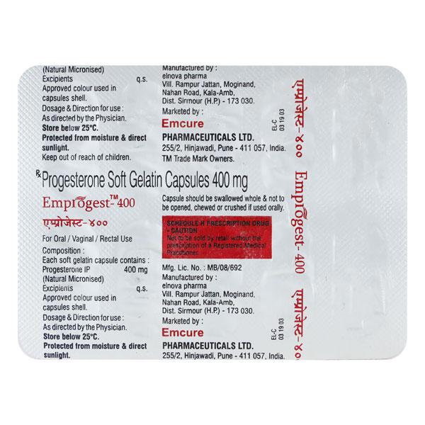 Emprogest 400mg Capsule 10'S - Hormonal Therapy-Oes