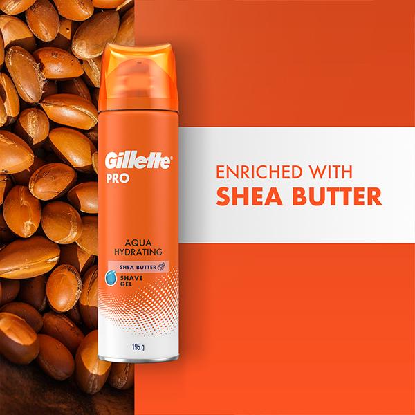 Gillette Pro Shavinggel Aqua Hydrating with Shea Butter- 195gm - Shaving Gels