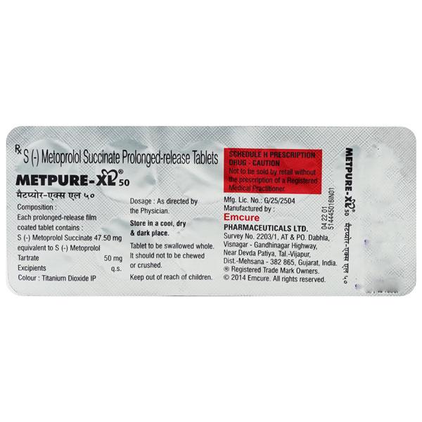 Metpure XL 50mg Tablet 10'S - Hypertension-Bet