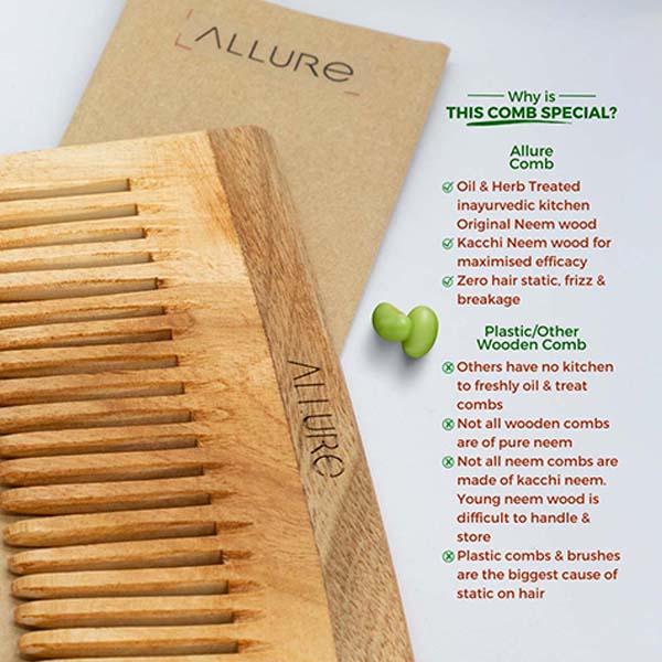 Allure Wooden Neem Comb (CS-02+CR-01) 1's - Hair Combs