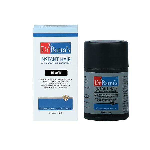 Netmeds | Dr. Batra's Instant Hair Natural Keratin Hair Building Fibre - Black 12 gm