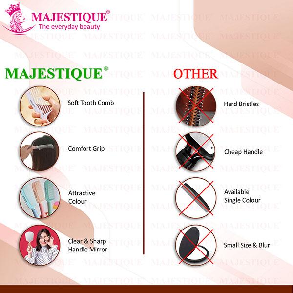 Majestique Elegant Mirror and Comb, Heat Resistant Detangling Comb, Hand Mirror - 2Pcs/Multicolor 1's - Hair Combs