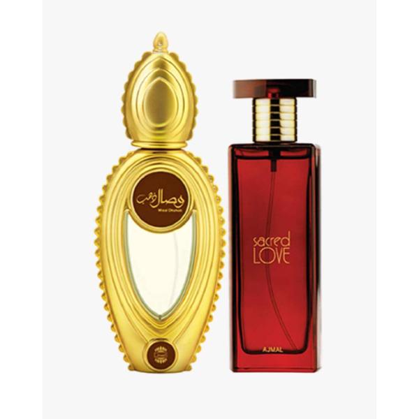 Ajmal Sacred Love EDP Floral Musky Perfume And Wisal Dhahab EDP Fruity Floral Perfume 100 ml - Perfumes (Edt/Edp)