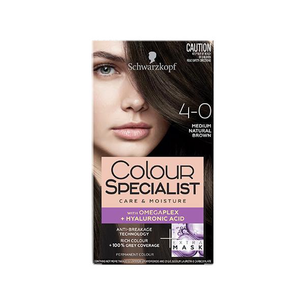 Schwarzkopf Colour Specialist At Home Permanent Hair Colour - 4.0 Medium Natural Brown 165 ml - Crème