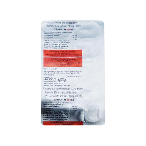 VILDANAT M 500 SR Tablet 10's - Diabetes-Ant