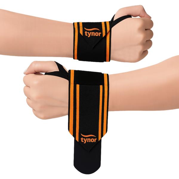 Netmeds | Tynor Wrist Wrap with Thumb Loop (UN) - Black & Orange