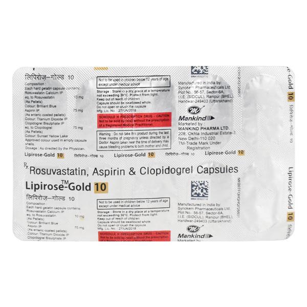 Lipirose Gold 10mg Capsule 10'S - High Cholesterol-Dys