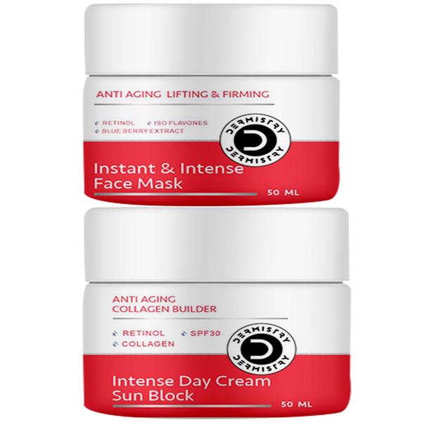 Netmeds | Dermistry Anti Ageing Retinol Collagen SPF 30 Intense Day Cream 50 ml + Anti Aging Lifting And Firming Instant And Intense Face Mask 50 ml