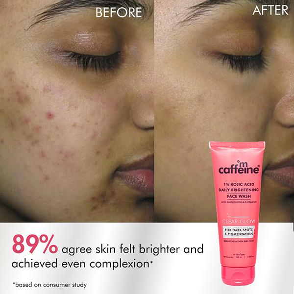 Mcaffeine Clear Glow 1% Kojic Acid Daily Brightening Face Wash with Glutathione 100 ml - Face Wash & Cleansers