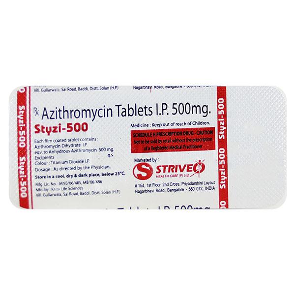 STYZI 500 Tablet 3's - Bacterial Infections-Mac