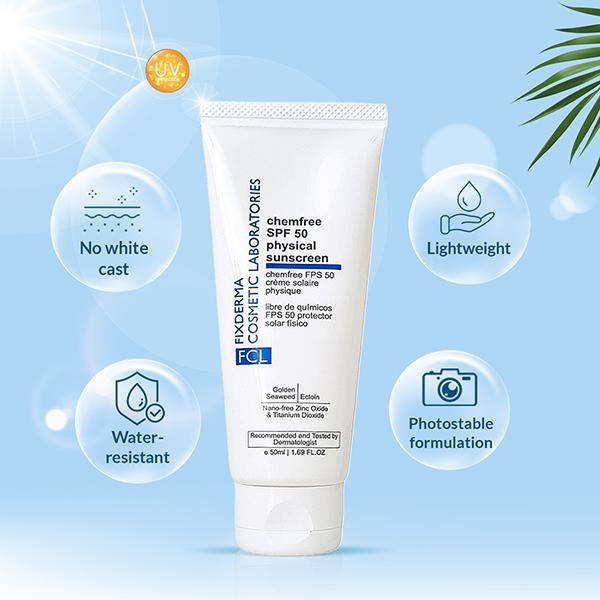 Fixderma Cosmetic Laboratories Chemfree Physical Sunscreen SPF 50 Mineral Sunscreen 50 ml - Body Sunscreen