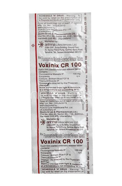 Voxinix CR 100mg Tablet 10'S - Depression-Ant