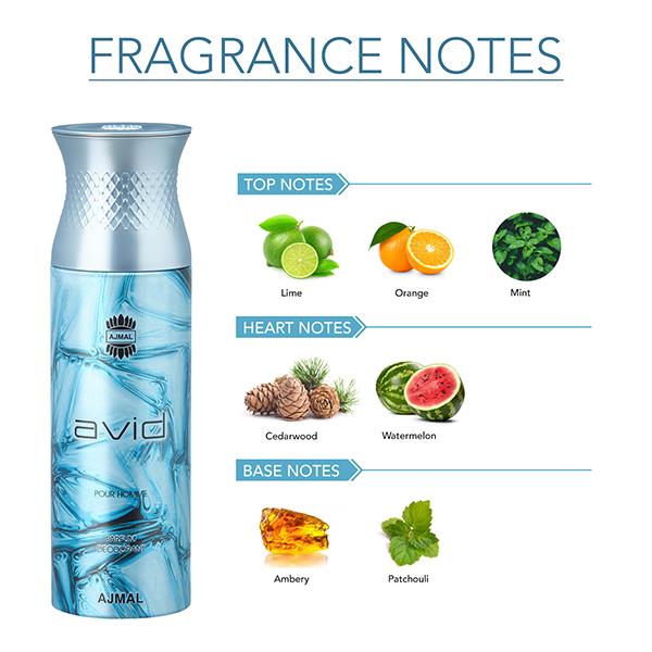 Ajmal Avid & Blu & Wisal Dahab Deodorant Spray - For Men (Pack Of 3) 200 ml - Men Perfumes (Edt/Edp)