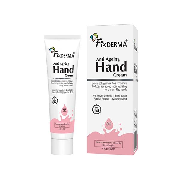 Netmeds | Fixderma Anti Ageing Hand Cream for Women and Men for Dry and Rough Hands All Skins Types 30 gm