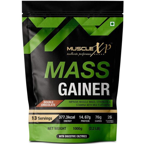 MuscleXP Mass Gainer - Double Chocolate (Pack of 2 x 1 kg) - Weight Gain